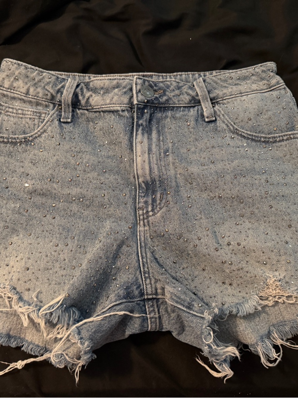 Maurices Light Blue Studded Distressed Denim Shorts